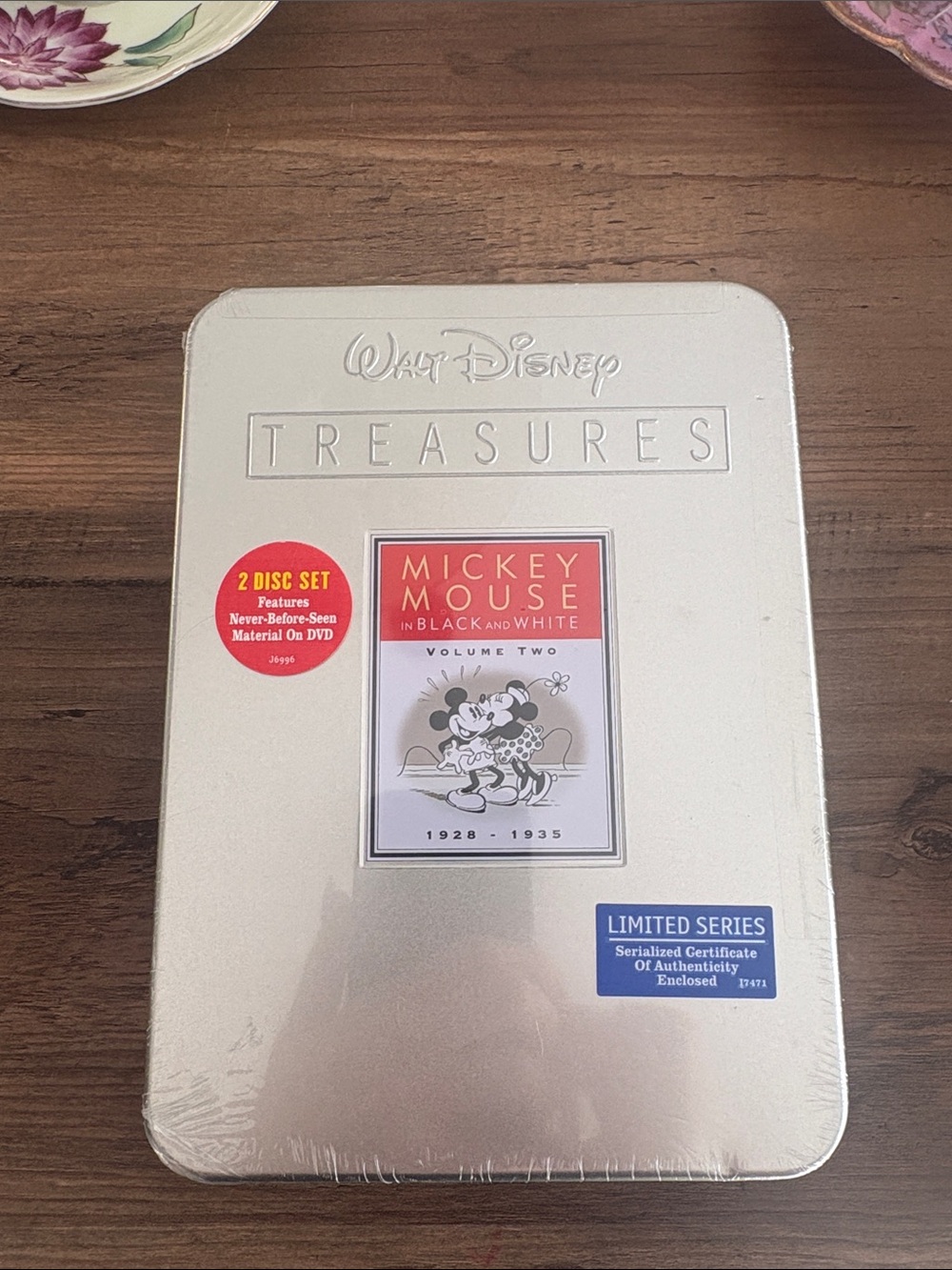 Disney Metal Collectible Tin with Blue Artwork and Silver Finish